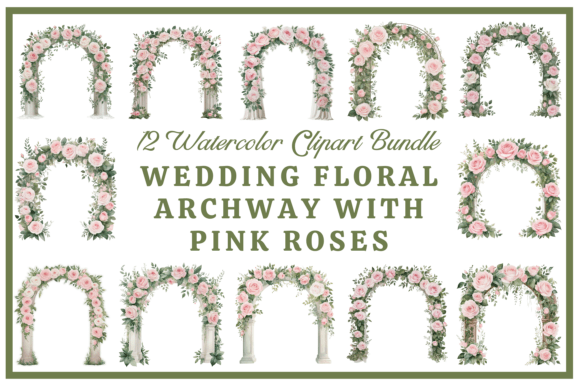 Pink Rose Wedding Arch Clipart: A Dreamy Design Bundle