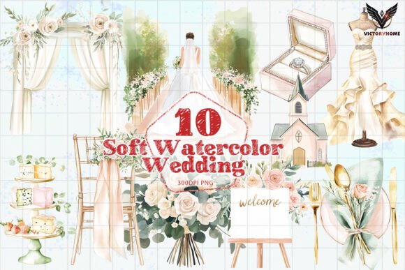 Soft Watercolor Wedding PNG: Your Design's Gentle Touch