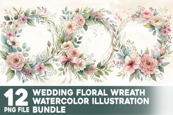 Wedding Floral Wreath Watercolor Bundle: Elevate Your Designs