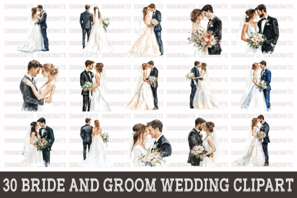 Whimsical Watercolor Wedding Clipart: 30 Designs for Creatives